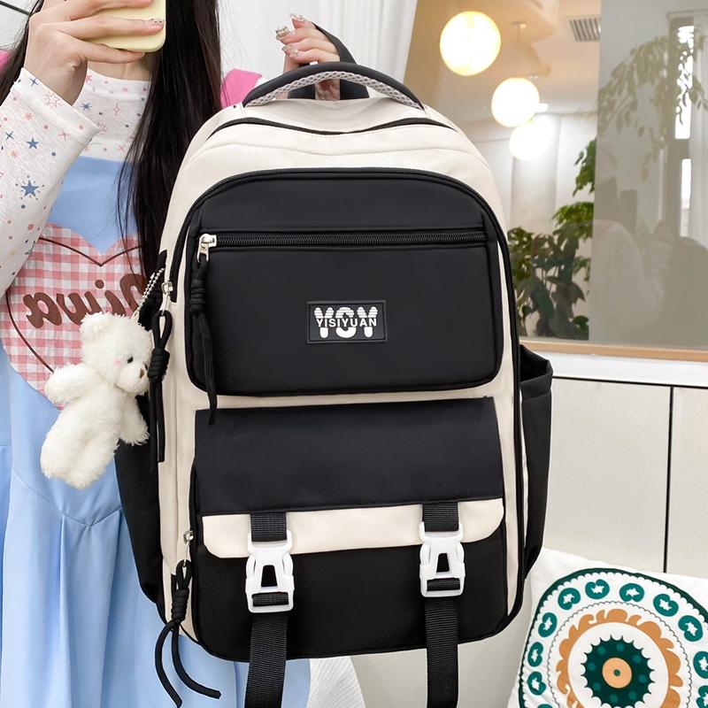 Large Capacity Backpack Student Lightweight Schoolbag Color Contrast Backpack