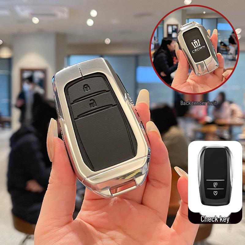 Premium Metal & Leather Key Case for 14th Gen Toyota Crown