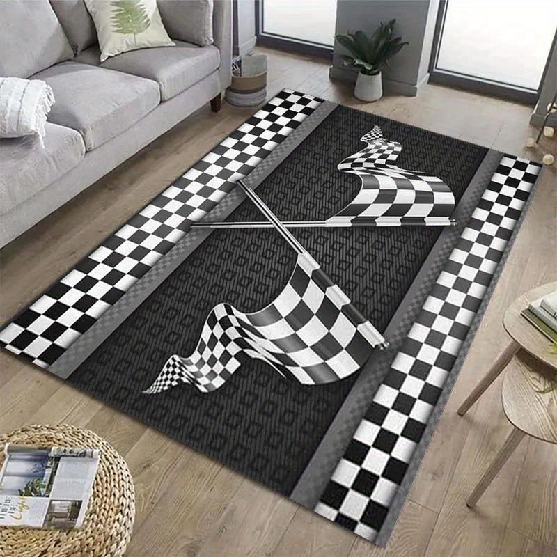 

Racing Flag Theme Carpet Crystal Velvet, Decorate Your Living Room with Soft and Washable Carpet - Suitable for Outdoor, 50x80cm