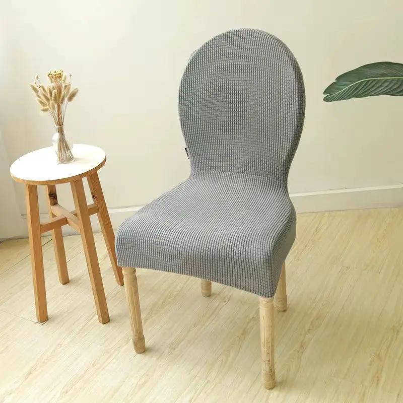 Retro Home Round Back Seat Chair Cover Polar Fleece Slipcovers Protector Case Chair Cover For Room Kitchen Hotel Banquet Cover