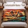 Barber Salon Theme Soft Blanket Personalized Custom Name Text Print Warm Blanket Home Sofa Bedroom Decor