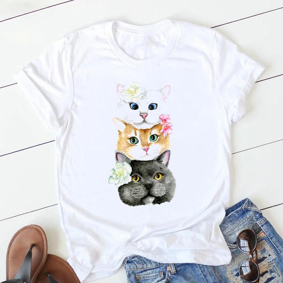 Buntes Löwe/Giraffe/Zebra/Katze/Vogel/Kuh Blumen 3D-Druck T-Shirt Damen Sommer Mode Oberteile T-Shirt