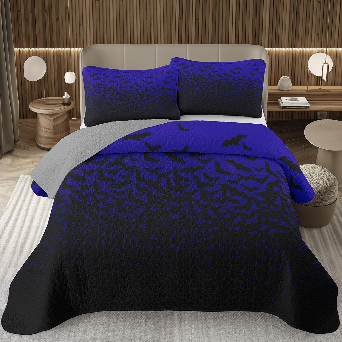 

Halowen Quilt Set Twin Ful Quen King 2/3 Piece Reversible Quilted Beding Set Pumpkin Bedspread Gothic Hor Theme Coverlet 100*200cm Single
