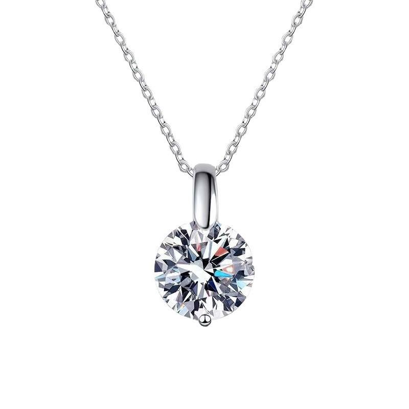 Sterling Silver S925 Moissanite D Color Pendant Necklace, 1.23 Carat Clavicle Chain Jewelry