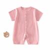 Baby Short Sleeved Jumpsuit Summer Newborn Breathable Mesh Air Conditioning Suit Boys Girls Infant Thin Sleepwear Crawling Suits