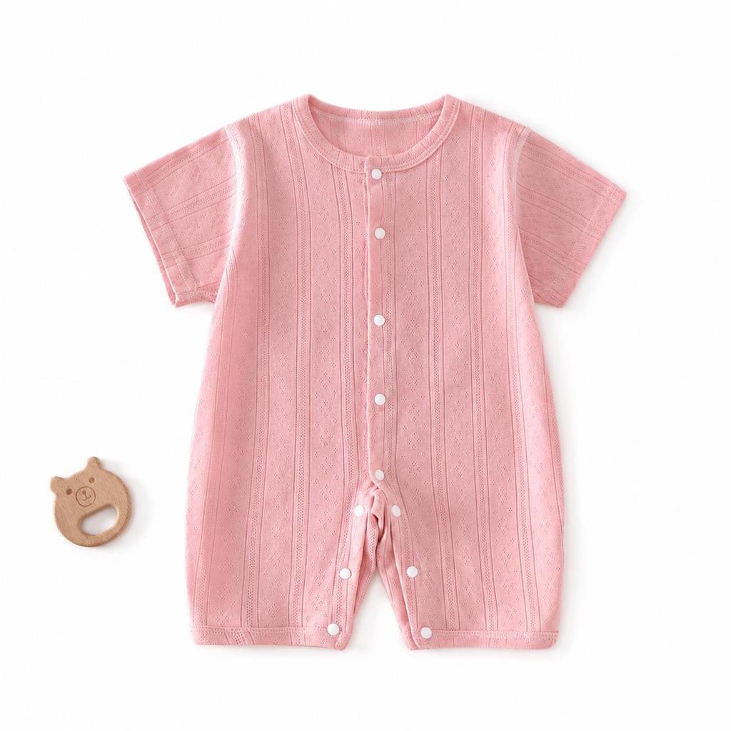 Baby Short Sleeved Jumpsuit Summer Newborn Breathable Mesh Air Conditioning Suit Boys Girls Infant Thin Sleepwear Crawling Suits