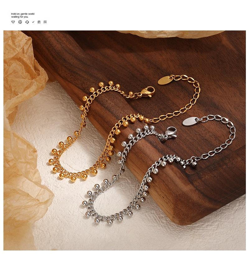 18K Gold Plated Stainless Steel Bracelet Fashion Simple Hand Ball Chain Jewelry Unisex Charm Bracelet for Women Girl
