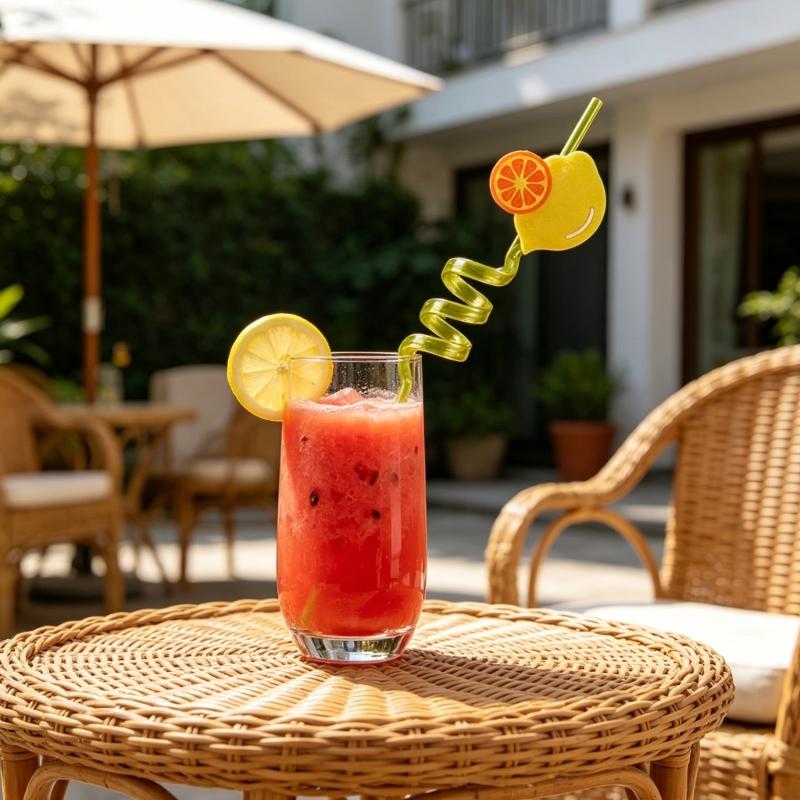 5PCS Spirals Straws Fruit Designs Silicone Drinking Tubes For Juices Smoothie Birthday Party Supplies