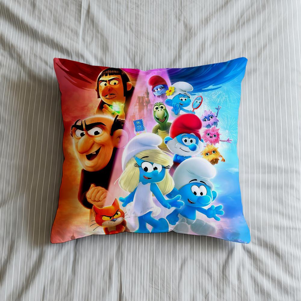 Cushion 2025 Cover Soft Case Cartoon Sofa Living Room Home Movie Comfortable Office Decor S-SmurffS-ES Protective Pillow