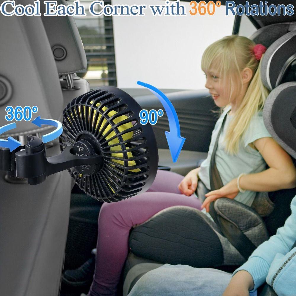 5 Fan Blades Car Back Seat Fan USB 360 Rotation Fan Auto Headrest Cooling Fan  Headrest Ventilation
