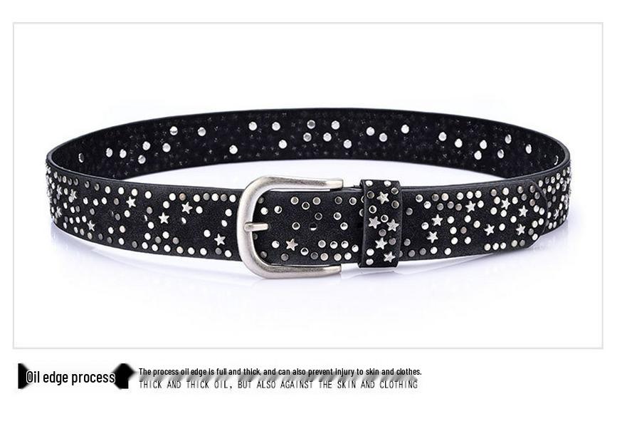 2021 Women's European Style Rivet Leather Waistband Jeans Belt