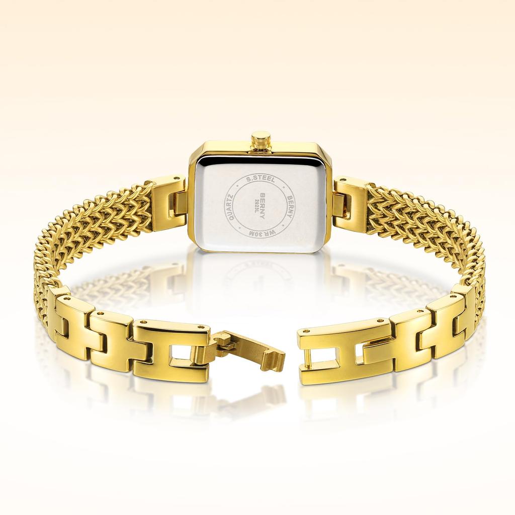 BERNY Watch Ladies Watch Bracelet Crystal Stylish and Luxury Birthday Gift 3ATM Waterproof Women's Set, Decoration, -