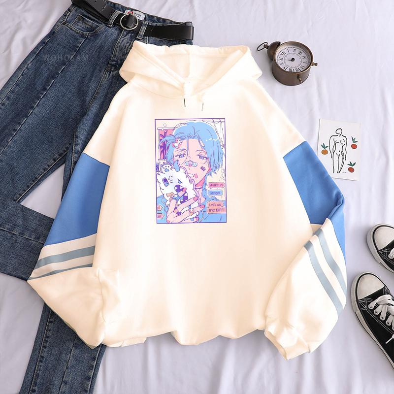 Kawaii Anime SK8 The Infinity Langa Hoodies Harajuku Ästhetik Cartoon Streetwear Herren Damen Langarm Patchwork Sweatshirt
