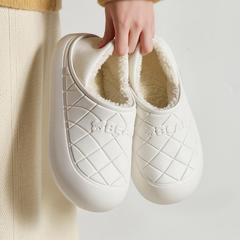 Cotton slippers with plush winter indoor warmth autumn cute couple home winter slippers plush