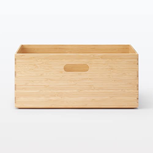MUJI Stapelbare rechteckige Bambus-Aufbewahrungsbox, Mittel, 37 cm B x 26 cm T x 16,5 cm H, Produktnummer 12047308, Geeignet für die Aufbewahrung von Kleidung