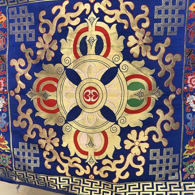 69x69cm Tibetan-style Fabric Vajra Cross Pattern Buddhist Hall Decoration Blue Fabric Tablecloths Robes for Dharma Protectors