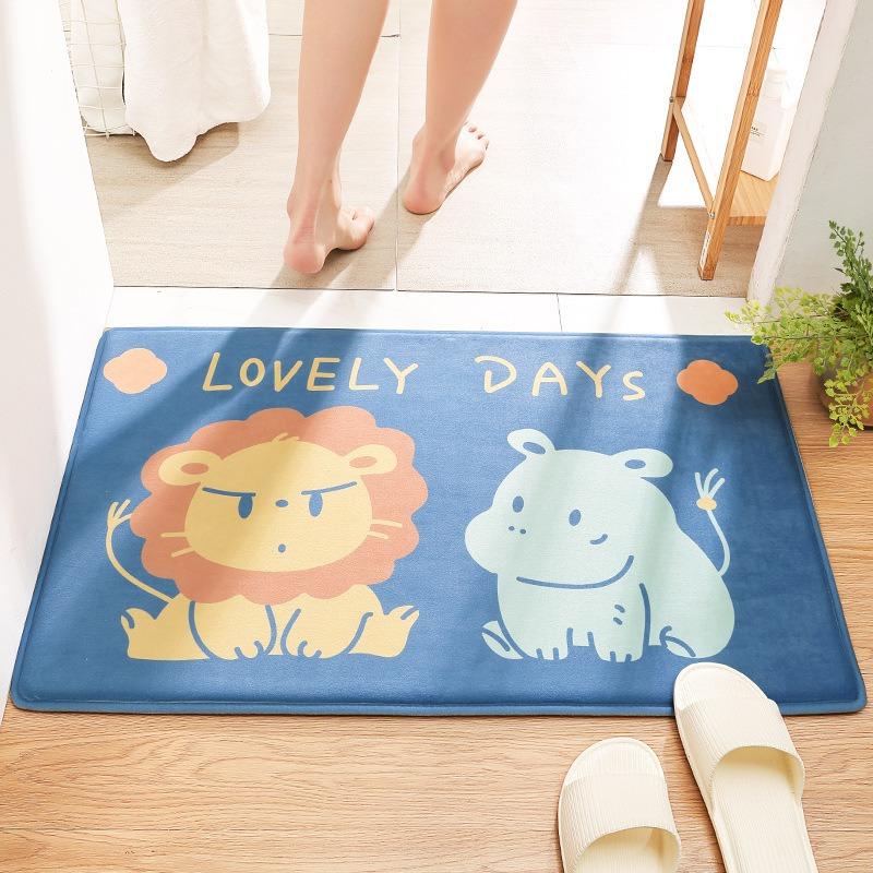 Rabbit Welcome Mat for Front Door Outdoor Entry Print Doormat Non Slip Kitchen Bedroom Footpad Home Indoor Decor Funny Kid Rug