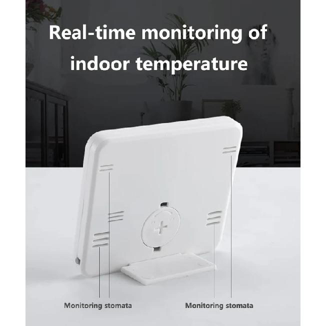 Termometro multifunzione igrometro elettronico automatico monitor umidità temperatura orologio schermo LCD grande da 3,2 pollici