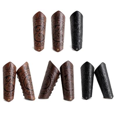 Medieval Wristband Men Cosplay Dragon Embossed Bracer Gauntlet for Men Cosplay PU Wristband for Photoshoots and Stage