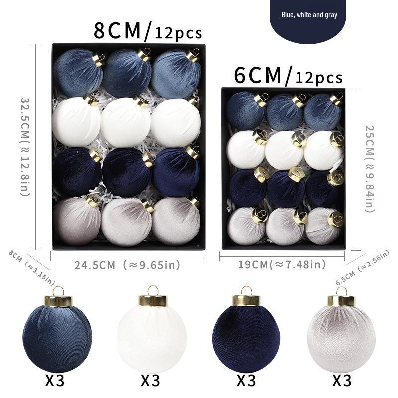 Christmas Velvet Ball Set: 6cm/8cm Ornaments for Tree Decoration