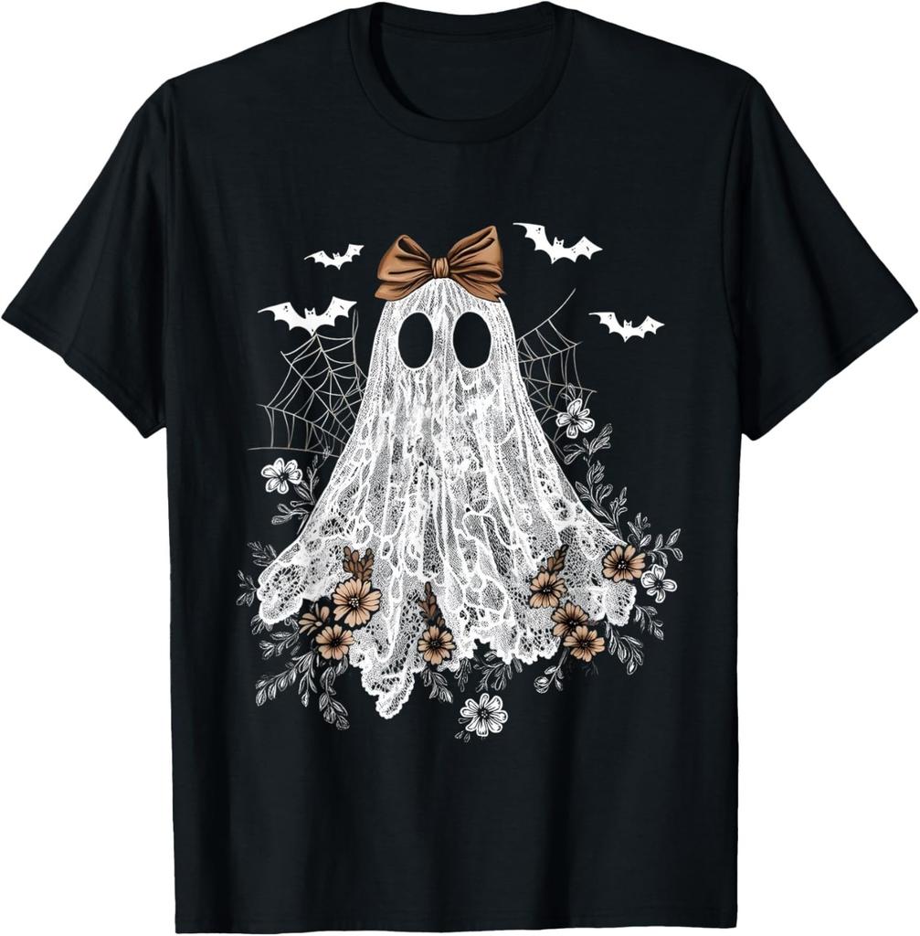 Halloween Shirt Floral Ghost Halloween Costume Girls Women unisex T-Shirt Mens Womens Tees Top
