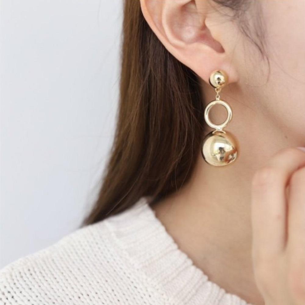 Women's Gold Silver Round Large Earrings (10665450)