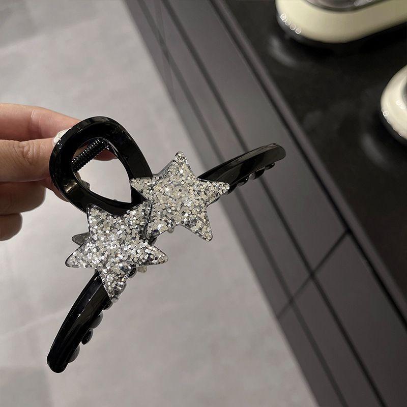 New Y2K Star Hair Claw Clips for Women Girls Shiny Crystal Pentagram Shark Clip Ponytail Hairpin Headwear Hair Accessories