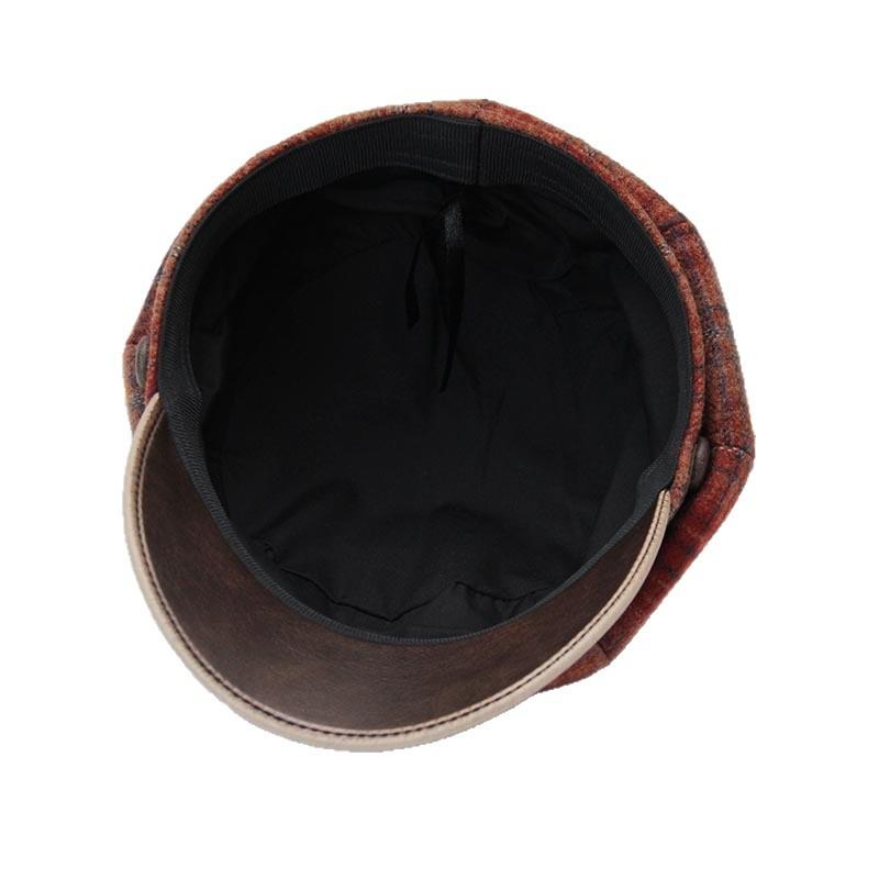 New British plaid octagonal hat children's autumn and winter versatile leather brim shows the face small retro painter hat fashion newsboy hat