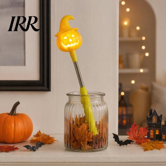 Pumpkin Lantern Glow Stick Halloween Party LED for Kids, Spooky Ghost Flashing Light Lighted Up Rod with Spring Holiday Favors Decoration