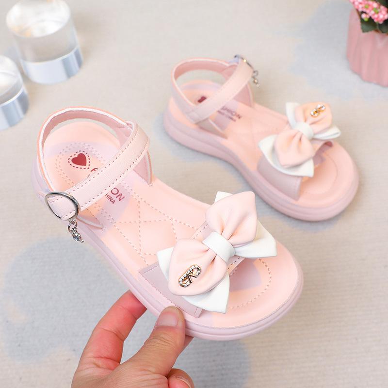 

Summer Girls Princess Sandals Soft Sole Beach Shoes for Middle Big Kids 26 рожевий