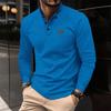 Autumn Men's Cross-border New Youth Waffle Solid Color Button-down Lapel Long-sleeved POLO Shirt
