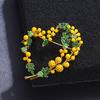 Mimosa Brooch Beautiful Fruits Heart Brooches For Women Unisex 2-Color Enamel French Style Love Party Office Brooch Pins Gifts