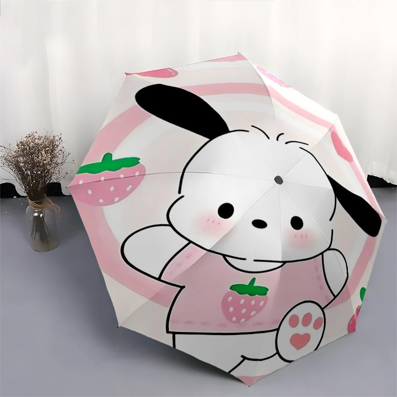 1pc Strawberry Cherry Heart Automatic Opening/Closing Umbrella with Foldable Design, 8-Bone Iron Frame Outdoor Umbrella for Fans, Travelers, Daily Use