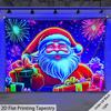 Christmas Santa Claus Fluorescent Tapestry Outer Space UV BlackLight Tapestry, Wall Hanging For Living Room Bedroom Office Home Decor