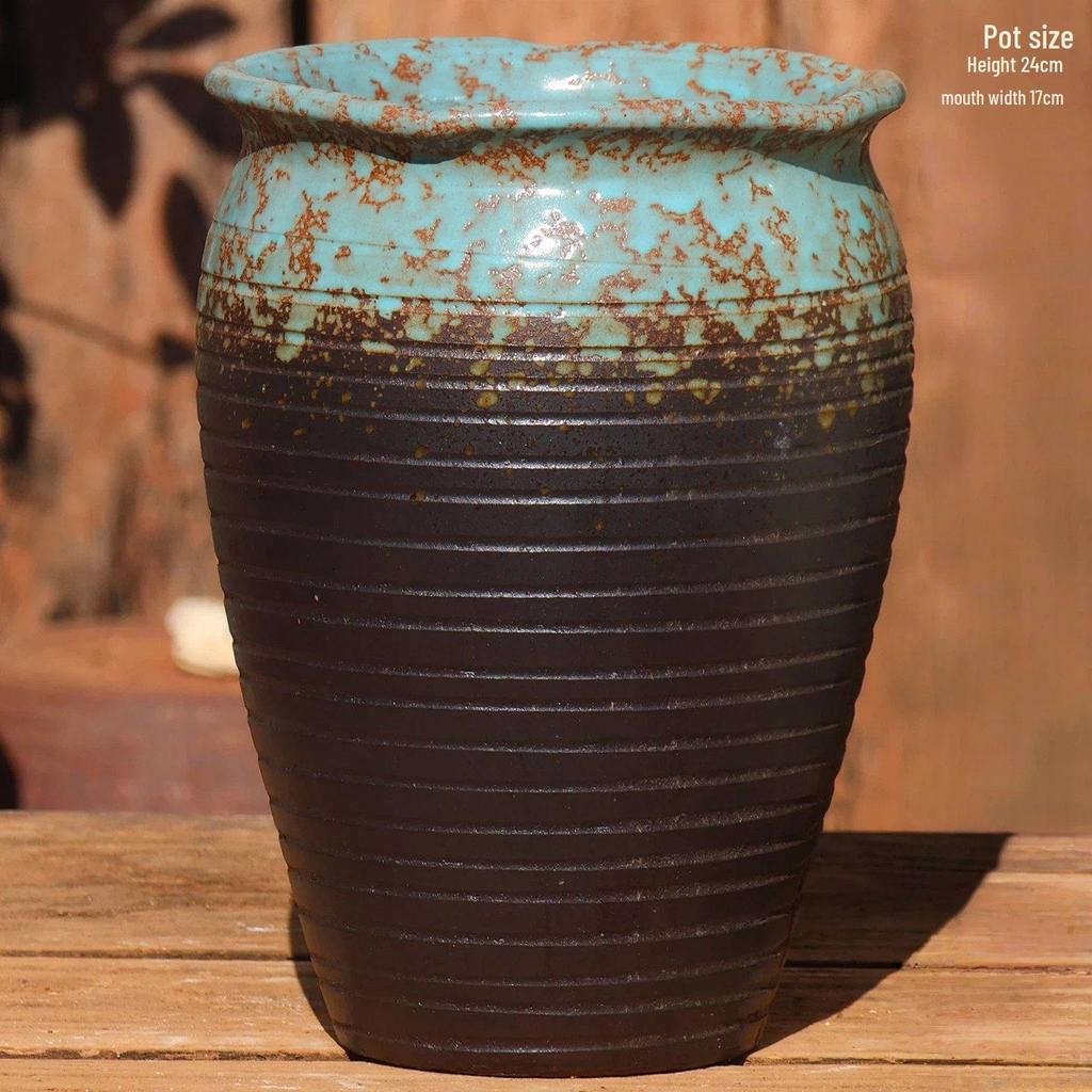 Large Handmade Coarse Pottery Ceramic Flower Pot for Outdoor Courtyard and Home, Ideal for Bougainvillea and Large Succulents