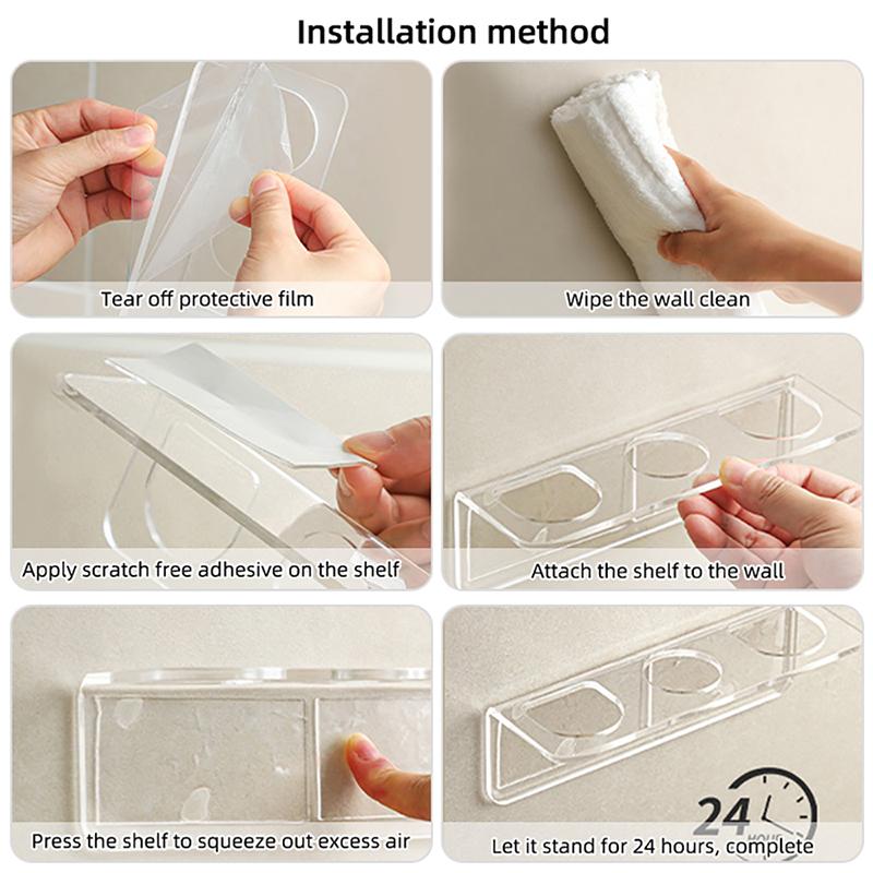 Transparentes Wandregal aus Acryl für Kämme, Badezimmer- und Toilettenwand, nicht perforiertes Lagerregal, Lagerregal für Rasierer