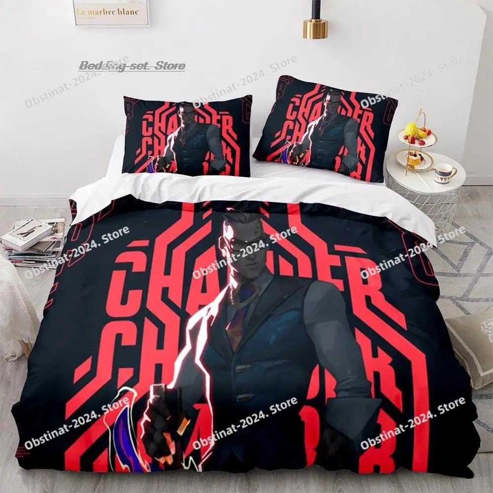 Gaming Valorant Bedding Set Single Twin Full Queen King Size Bed Set Aldult Kid Bedroom Duvetcover Sets 3D Print Anime 034