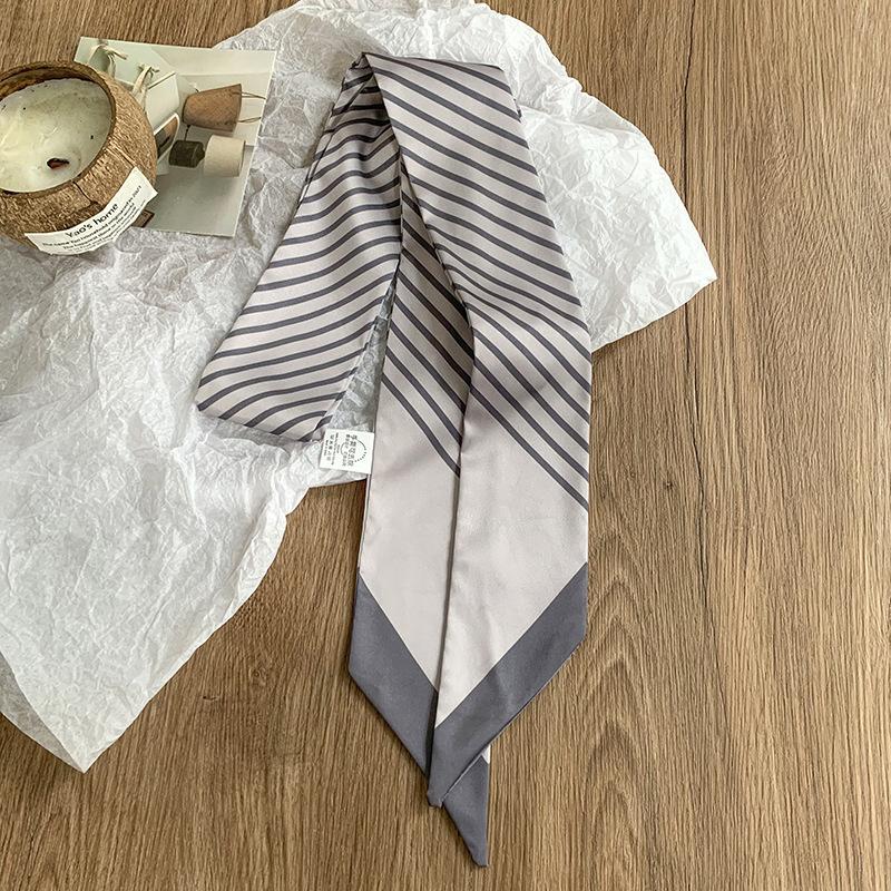 Striped Long Silk Scarf, High-end New Tied Bag, Ribbon, Sweet Scarf, Headscarf, Headband, Tied Hair, Versatile Belt.