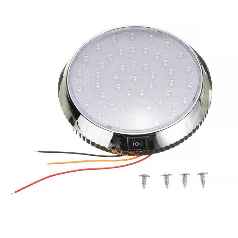 12V 46 LED Round Car Roof Light Lamp Chrome Carbon Look Interior Super Bright with ON/OFF Switch For Camper Van Caravan Boat RV