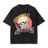 Summer Fashion 100% Cotton Washed Acid T-shirts  Great Eight Islands of Japan Tuna Fish Vintage Wash Japanese Design Tees