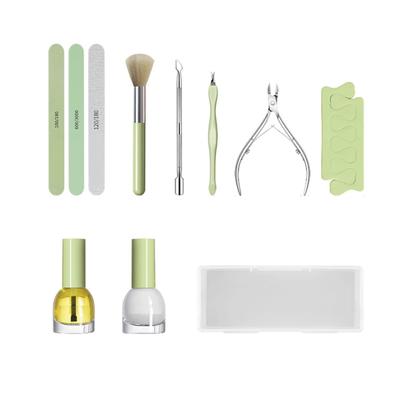 Nail Cuticle Care Tools Kit with Nail Files Buffer Stainless Steel Pusher Dead Skin Fork Cuticle