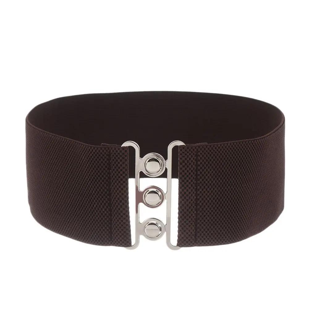2026 New Women Fashion Wide Elastic Belt Metal Buckle Cinch Waistband Ladies Dress Waist Band Cummerbands Casual Stretch Belt