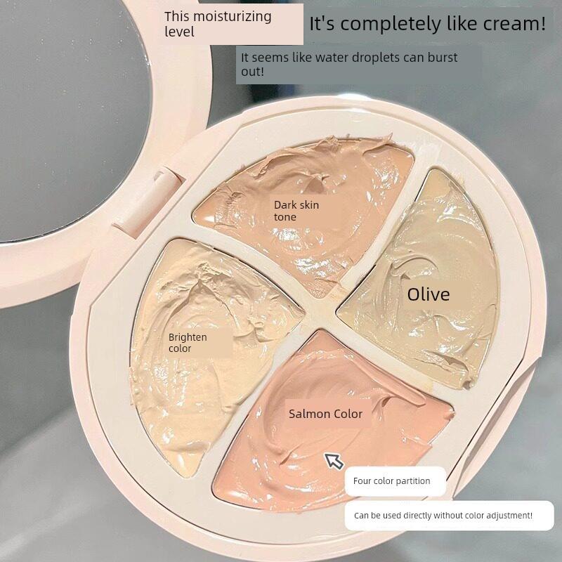 Authentic Sweet Mint Moisturizing Four-Color Concealer Palette for Face, Conceals Acne Marks and Spots
