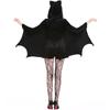 Damen Vampir Fledermaus Kostüm Reißverschluss Hoodie Strampler Süßes Schwarzes Flugtier Halloween Overall Cosplay Kostüm mit Flügel