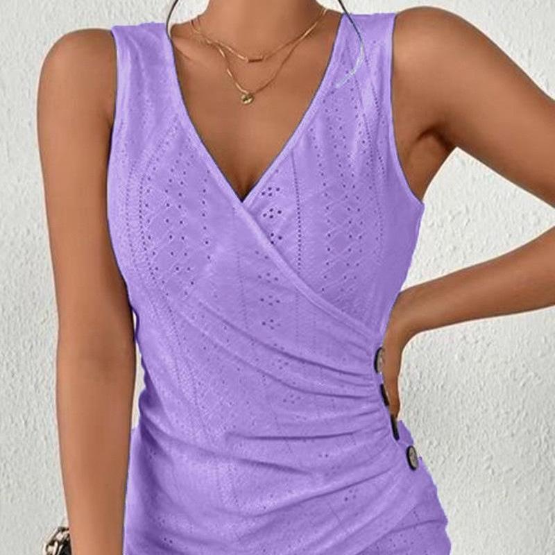 

Женские повседневные летние топы, модная одежда, блузки без рукавов, клубные топы, майки без рукавов, женские кружевные топы с глубоким v-образным вырезом 3XL фиолетовый
