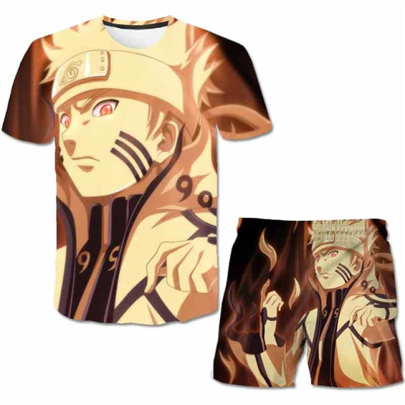Mode 3D Vêtements Enfants 2 Pièces Ensemble Naruto Imprimer + Short Pantalon Vêtements 4-14 Ans Enfants Garçon Costume À Manches Courtes Tenue