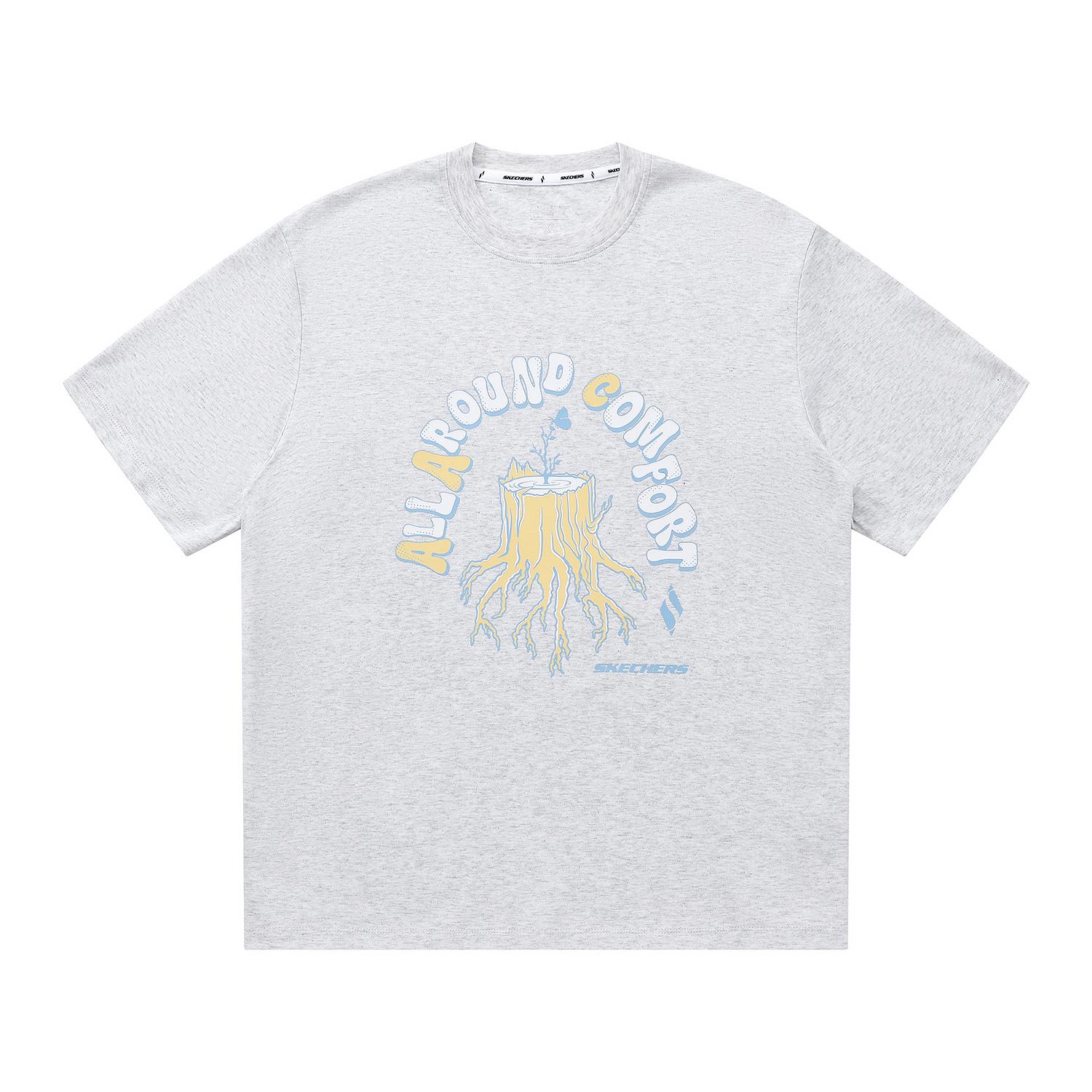 Skechers Diamond Series American Loose Casual Sports Outdoor Running Retro Fashion Versatile Short Sleeve T-Shirt Unisex Tops L225U170-0248 M