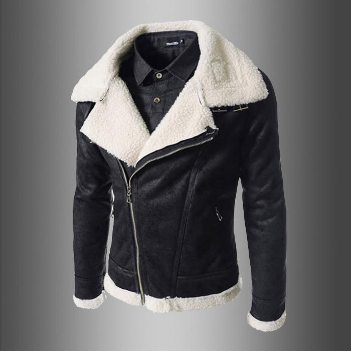 wide collar leather jacket