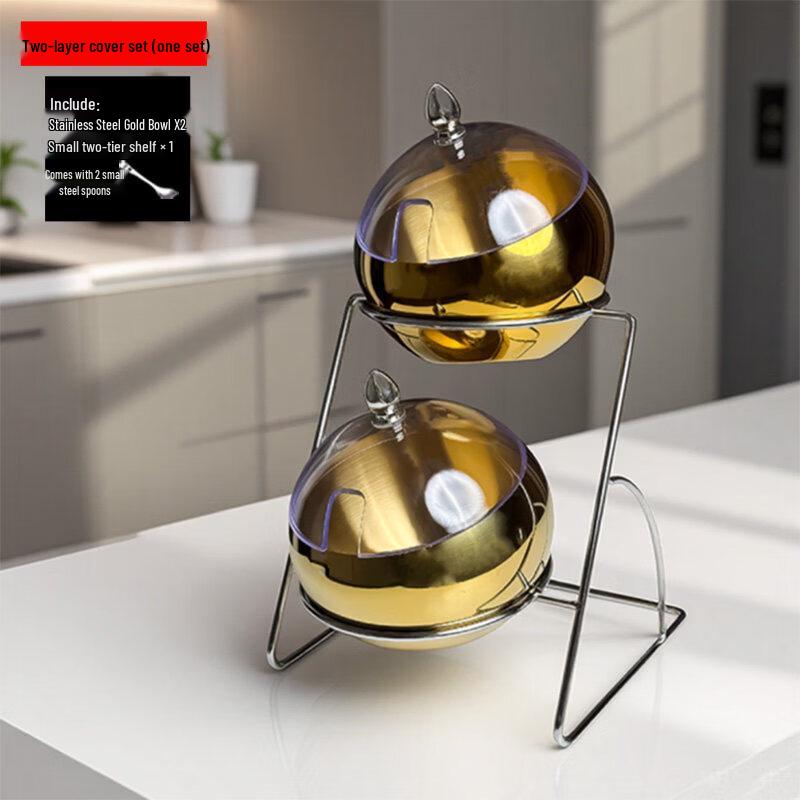 Jingbaodi 2-Tier Stainless Steel Buffet Serving Set with Lids