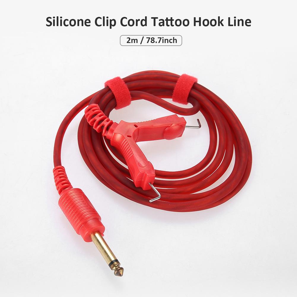 2m Tattoo Power Supply Silicone Clip Cord Tattoo Hook Line for Tattoo Machine (Black)